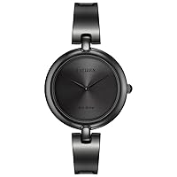 Citizen Eco-Drive Silhouette Bangle Three-Hand Stainless Steel - Black Women's watch #EM0225-84E