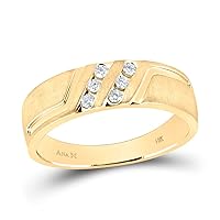 The Diamond Deal 14kt Yellow Gold Mens Round Diamond Wedding Band Ring 1/6 Cttw