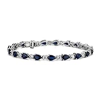 Choose Your Gemstone Box Clasp Bracelet Pear Shape 925 Sterling Silver Prong Setting Bracelets Birthstone Jewelry Wedding Gift for Women and Girls Size-6.5 To 8