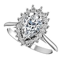 4 CT Pear Colorless Moissanite Engagement Ring for Women/Her, Wedding Bridal Ring Set, Eternity Sterling Silver Solid Gold Diamond Solitaire 5-Prong Set for Her