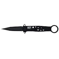 The Smith & Wesson M&P Folding Spear Point Featuring 8Cr13MoV Stainless Steel And Ergonomic Finger Loop Designed For EDC And Quick Deployment,Black