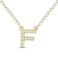 SZUL 1/10 Carat TW F Initial Diamond Pendant in 10K Yellow Gold