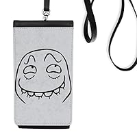 Wretched Black Cute Chat Happy Pattern Phone Wallet Purse Hanging Mobile Pouch Black Pocket