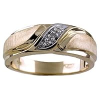 Rylos Mens Diamond Ring Sterling Silver or Yellow Gold Plated Silver Band