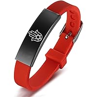 Jewish Jewelry Star of Magen David with Hamsa Hand of Fatima Amulet Symbol Silicone Strap Bracelet, Blessing Israel Rubber Wristband Judaica Gifts for Birthday Christmas, Adjustable