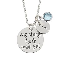 Inspirational pendant necklace Personalized Jewelry My Story Isnt Over Yet Semicolon Necklaces for Birthday Graduation Gift (Silver)