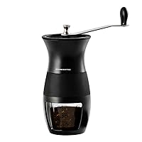 Ovente Manual Coffee Grinder 0.5 Ounce Storage, Portable & Compact Grinding Mill with Ceramic Burr for Coffee Beans and Easy Fresh Espresso, Perfect at Home or Kitchen, Black CGM130B