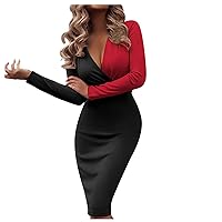 Women's Dresses Ladies Deep V Sexy Fashion Folded Sequins Packed Hip Long Sleeve Long Dress