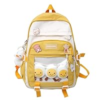 Kawaii Backpack Ita Bag Lovely Pin Bag Japanese Aesthetic with Cute Pendant and Pins for Girls High School Book Bags for School (Yellow)