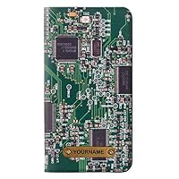 RW3519 Electronics Circuit Board Graphic PU Leather Flip Case Cover for iPhone 11 Pro with Personalized Your Name on Leather Tag