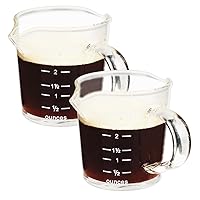 Espresso Shot Glass 3-Ounce Triple Pitcher Barista Double Spouts With Pouring Handle (2 Pack)