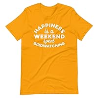 Birdwatching Shirt - Funny Graphic Tee - Quote Happiness is a Weekend Spent Bird Watching: - Best Gift Idea