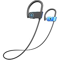 Otium Bluetooth Headphones, Wireless Earbuds IPX7 Waterproof Sports Earphones with Mic HD Stereo Sweatproof in-Ear Earbuds Gym Running Workout 15 Hours Battery Sound Isolation Headsets Blue