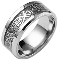 Jude Jewelers 8mm Stainless Steel Jesus Fish Style Christian Religious Wedding Band Ring