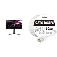 LG 27-inch QHD 165Hz 1ms Nano IPS Gaming Monitor with G-SYNC/FreeSync & Jadaol Cat 6 Ethernet Cable 50 ft, Outdoor&Indoor 10Gbps Support Cat8 Cat7 Network