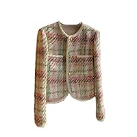 Small Fragrance Tweed Jacket Coat - Fall Winter French Vintage Slim Woolen Coats for Women