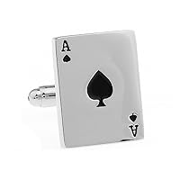 Ace of Spades Poker Gambling Casino Pair of Cufflinks in a Presentation Gift Box & Polishing Cloth