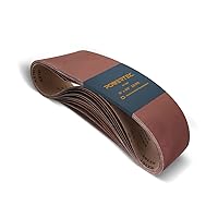 POWERTEC 6 x 48 Inch Sanding Belts, 10PK, 80 Grit Aluminum Oxide Belt Sander Sanding Belt for Bench Belt Sander, Wood & Paint Sanding, Metal Polishing (110530)
