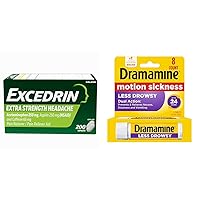 Excedrin Extra Strength 200 Caplets Headache Relief & Dramamine Motion Sickness Relief Less Drowsy 8 Count