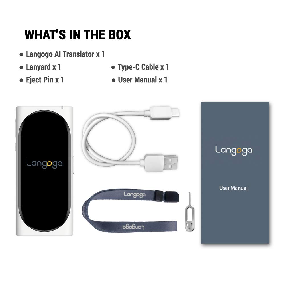 Langogo Genesis Portable Language Translator Device, 100+ Languages Pocket Translator, Real-time Voice Translator with Offline Translation, Built-in Data, 3.1inch Retina Display Traductor, White