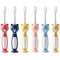 6 Pack Kids Toothbrush with Strong Suction Cup for Age 2-5 Years Old