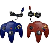 2 Pack N64 Controller, BOHASH Wired N64 Controller Upgraded Joystick Gamepad Controller for Original Nintendo 64 Console (Blue and Red)