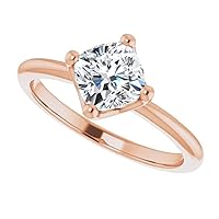 18K Solid Rose Gold Handmade Engagement Ring 1.00 CT Cushion Cut Moissanite Diamond Solitaire Wedding/Bridal Ring for Women/Her Gorgeous Ring