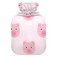 Hot Water Bottles with Cover Pink Pigs Hot Water Bag for Pain Relief, Sore Muscles Arthritis, Heating Bag 2 Liter