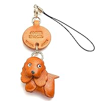 Cocker Spaniel Leather Dog mobile/Cellphone Charm VANCA CRAFT-Collectible Cute Mascot Made in Japan