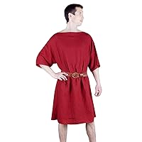 The Renaissance Medieval Roman/Greek Men's Full sleeves cotton Red Tunic (Size-XXS-7XL)