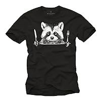 MAKAYA Funny Men's Graphic Tee Shirt - Raccoon Food Lover Gift