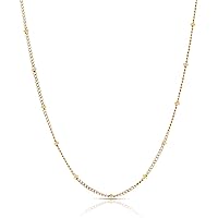 14K Gold Plated Station Necklace for Women Ivy Necklace - 14k PVD Thin Dainty Cable Stationed Link Necklace for Everyday -Waterproof & Sweatproof Jewerly- Stainless Steel Necklace - Hey Harper