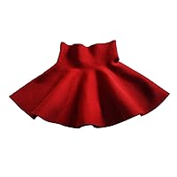 Kids Big Little Girls' High Waist Knitted Flared Pleated A Line Skirt Casual Solid Above Knee Skirt Refuge Denim