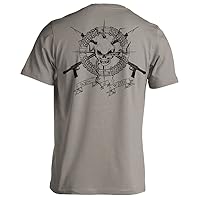 Skull and Speargun Spearfishing T-Shirt: Mens Short Sleeve for Fishing, Scuba Diving, Boating, and Beach