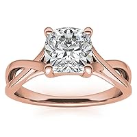 18K Solid Rose Gold Handmade Engagement Ring 1.00 CT Cushion Cut Moissanite Diamond Solitaire Wedding/Bridal Ring for Woman/Her Awesome Ring
