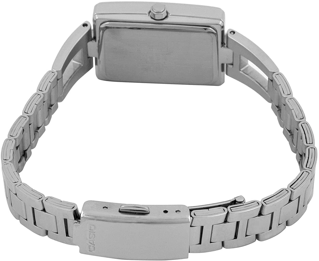 Casio Women's Core LTP1341D-5A Silver Stainless-Steel Quartz Watch with Orange Dial