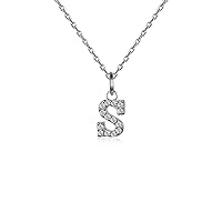 10K/14K/18K Gold Natural Diamond Initial Letter Pendant Necklace for Women Diamond Alphabet A-Z Necklace 14-22 Inch
