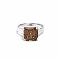 925 Sterling Silver Honey Quartz Asscher Cut Gemstone Cushion Design Ring 925 Stamp Jewelry | Gifts For Women And Girls