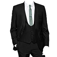 Mens 3 Piece 2 Button Business Fashion Suits Black (Jacket Vest Pants)