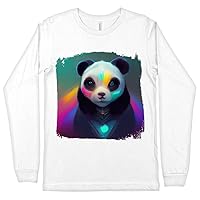 Panda Long Sleeve T-Shirt - Animal Face T-Shirt - Iridescent Long Sleeve Tee Shirt