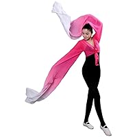 ZooBoo Dance Long Sleeves Peking Opera Stunts Dancing Practice Long Flowing Sleeves (1.8 M, White Rose Unsplit)