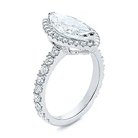 3.00ct Marquise & Round Cut White Simulated Diamond Halo Engagement Wedding Ring 14k White Gold Plated Alloy