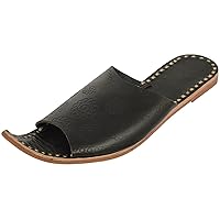 Mens Black Leather Embossed Die Clogs Mules Sandals Handmade Indian Ethnic Traditional Slippers Flip Flops