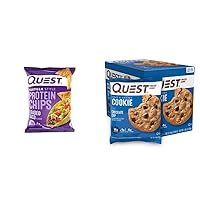 Quest Nutrition Tortilla Style Loaded Taco Protein Chips (Pack of 12) and Chocolate Chip Protein Cookie (12 Count)