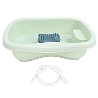 FTVOGUE Bedside Shampoo Basin Ergonomic Design Plastic Bedside Hair Washing Basin with Hose Brush for Pregenant Women Elder People (Green)