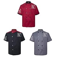 TopTie 3 Pack Custom Short Sleeve Chef Coats Personalized Heat Transfer & Embroidered Jackets