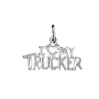 I Love My Trucker Pendant | Sterling Silver 925 I Love My Trucker Pendant - 13 mm