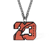 AILIN Custom Basketball Necklace For Men Stainless Steel Personalized Name and Back Engraving Basketball Chain Necklace For Boys Birthday Gifts For Women Athletes