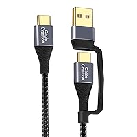 CableCreation Durable USB C Charger Cable 1.2m, 2-in-1 USB C to USB C USB A Fast Charging Cable 3A 480Mbps Data for MacBook Pro Air iPad Pro Z Flip S23 S23+ S22 S21 S20 Pixel More USB C Devices 4FT