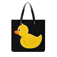 Yellow Duck Printed Tote Bag for Women Fashion Handbag with Top Handles Shopping Bags for Work Travel